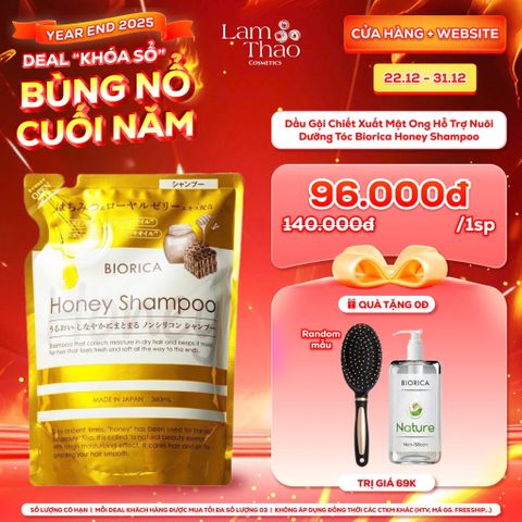  [DEAL SỐC 22.12 - 31.12 TẶNG BÌNH CHIẾT BIORICA + LƯỢC CHẢI TÓC] Dầu Gội Chiết Xuất Mật Ong Hỗ Trợ Nuôi Dưỡng Tóc Biorica Honey Shampoo 