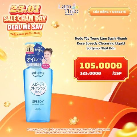  [DEAL SỐC 24.01 - 26.01 SIZE 240ML] Nước Tẩy Trang Làm Sạch Nhanh Kose Speedy Cleansing Liquid Softymo Nhật Bản 