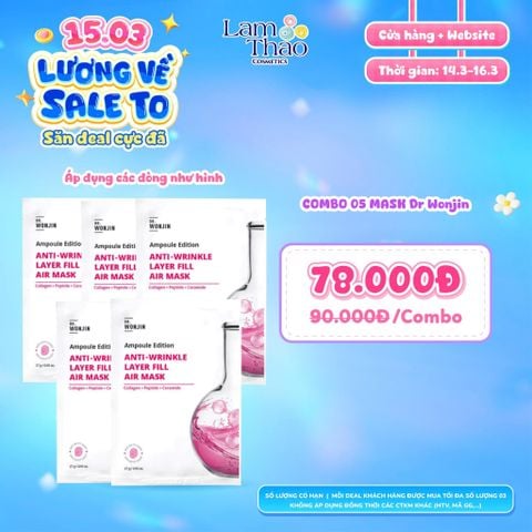  [DEAL SỐC 14.03 - 16.03 COMBO 5 MASK] Mặt Nạ Siêu Tinh Chất Chống Lão Hóa Dr Wonjin Anti-Wrinkle Layer Fill Air Mask 