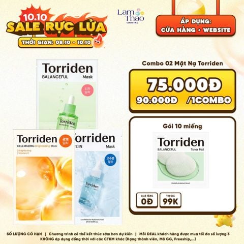  [DEAL SỐC 8.10 - 10.10 MUA COMBO 2 MASK TẶNG TONER PAD TORRIDEN 10 MIẾNG] Mặt Nạ Làm Dịu Da Kiểm Soát Bã Nhờn Torriden Balanceful Cica Mask 