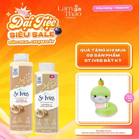  [MUA 2 SP ST.IVES BẤT KỲ TẶNG 01 GẤU BÔNG] Sữa Tắm Dưỡng Làm Mịn Da St.Ives Oatmeal & Shea Butter Soothing Body Wash (Mẫu Mới) 