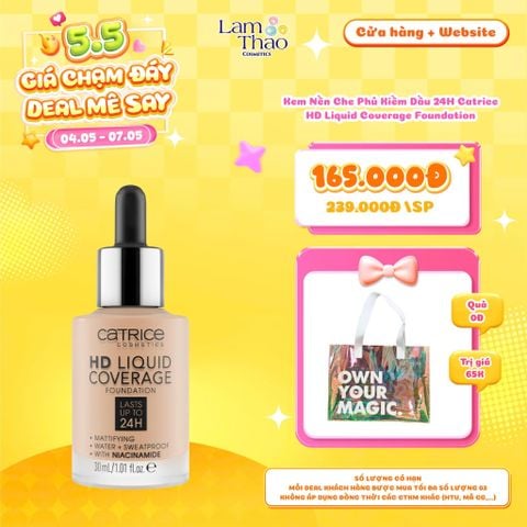  [DEAL SỐC 04.05 - 07.05 TẶNG TÚI ĐỰNG CATRICE] Kem Nền Che Phủ Kiềm Dầu 24H Catrice HD Liquid Coverage Foundation 