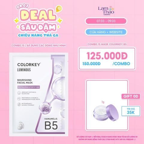  [DEAL SỐC 07.03 - 09.03 MUA COMBO 15 MASK TẶNG PHẤN PHỦ COLORKEY 1G] Mặt Nạ Dưỡng Ẩm Ngừa Mụn Với Chiết Xuất Cây Phỉ Colorkey Nourishing Facial Mask 