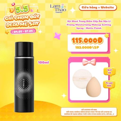  [DEAL SỐC 04.05 - 07.05 MUA SIZE 100ML TẶNG BÔNG PHẤN + MÚT TRANG ĐIỂM PRAMY] Xịt Khoá Trang Điểm Cấp Ẩm Mịn Lì Pramy Moisturizing Makeup Setting Spray - Matte Finish 