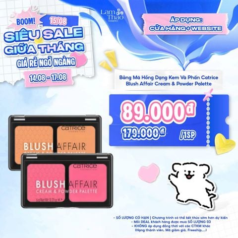  [DEAL 14/8 - 17/8 GIÁ SỐC]  Bảng Má Hồng Kết Hợp Dạng Kem Và Phấn Catrice Blush Affair Cream & Powder Palette 
