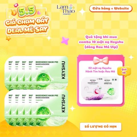  [MUA 10 MASK KEYSHU DÒNG RAU MÁ VIP TẶNG 02 MASK KEYSHU] Mặt Nạ Rau Má Làm Dịu Da Keyshu Bioessence Mask Pre 