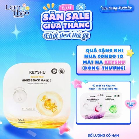  [MUA 10 MASK KEYSHU DÒNG THƯỜNG TẶNG 02 MASK KEYSHU] Mặt Nạ Vitamin C Cấp Ẩm Dưỡng Sáng Da Keyshu Botanic Fiber Bioessence Mask C 
