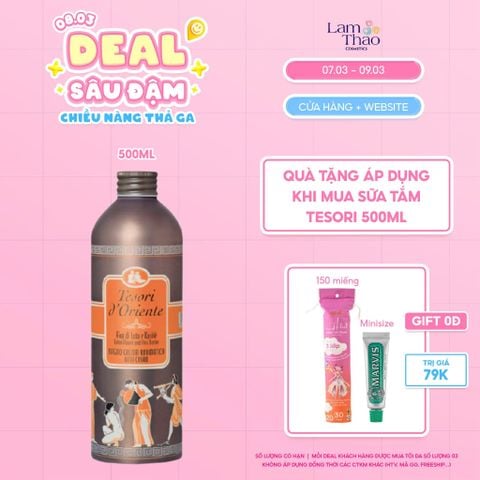 [DEAL SỐC 07.03 - 09.03 MUA SIZE 500ML TẶNG BTTT ALICE 150 MIẾNG + KĐR MARVIS MINI] Sữa Tắm Nước Hoa Hương Hoa Sen Tesori D'Oriente Lotus Flower And Shea Butter Bath Cream 