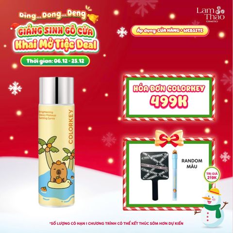  [DEAL SỐC 6.12 - 25.12 MUA HOÁ ĐƠN COLORKEY 499K TẶNG GƯƠNG + SON KEM LÌ] Xịt Khoá Trang Điểm Colorkey Brightening Dewy Makeup Setting Spray Capybara Edition 