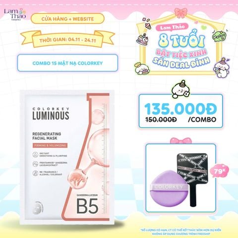  [DEAL SỐC 4.11 - 24.11 COMBO 15 MASK TẶNG BÔNG MÚT NỀN + GƯƠNG COLORKEY] Mặt Nạ Tái Tạo Da Colorkey Luminous Regenerating Facial Mask 