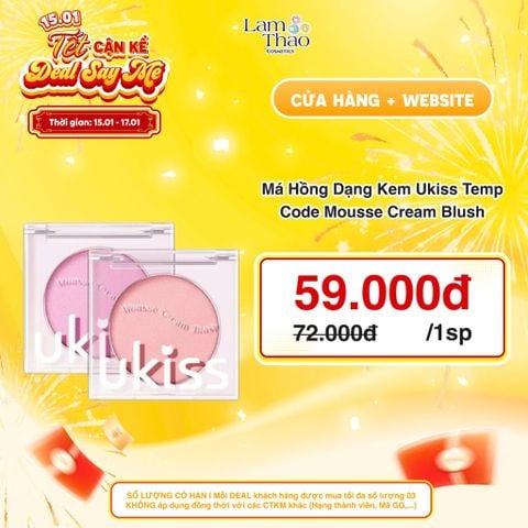  [DEAL SỐC 15.01 - 17.01] Má Hồng Dạng Kem Ukiss Temp Code Mousse Cream Blush 