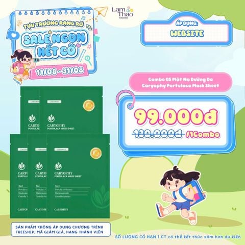  [DEAL COMBO 5 NẠ GIÁ SỐC] Mặt Nạ Dưỡng Da Làm Mờ Thâm Giảm Mụn Caryophy Portulaca Mask Sheet 