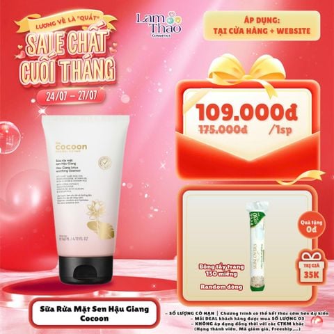  [DEAL 24/7 - 27/7 TẶNG 1 BTT 150M] Sữa Rửa Mặt Sen Hậu Giang Cocoon Hau Giang Lotus Soothing Cleanser 