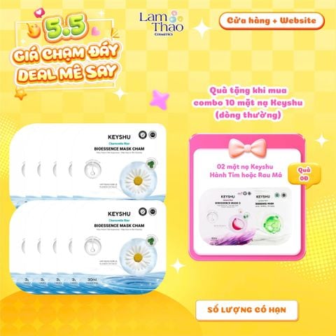  [MUA 10 MASK KEYSHU DÒNG THƯỜNG TẶNG 02 MASK KEYSHU] Mặt Nạ Cúc La Mã Cấp Ẩm Phục Hồi Da Keyshu Chamomile Fiber Bioessence Mask Cham 
