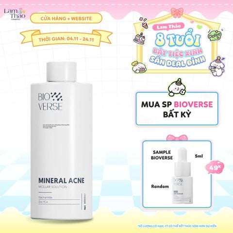  [DEAL SỐC 4.11 - 24.11 TẶNG SAMPLE BIOVERSE 5ML] Nước Tẩy Trang Cho Da Dầu Mụn Bioverse Mineral Acne Micellar Solution 
