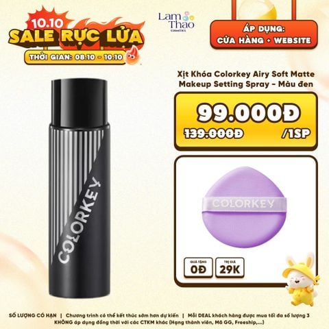  [DEAL SỐC 8.10 - 10.10 TẶNG MÚT NỀN COLORKEY KHI MUA SIZE 100ML] Xịt Khóa Lớp Trang Điểm Colorkey Airy Soft Matte Makeup Setting Spray 