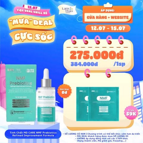  [DEAL 12/7 - 15/7 GIÁ SỐC] [MUA 1 SP MD CARE FULLSIZE TẶNG 02 MẶT NẠ MD Care NMF PREMIUM MASK] Tinh Chất Cân Bằng Lợi Khuẩn & Phục Hồi Da MD CARE NMF Prebiotics Refined Improvement Formula 
