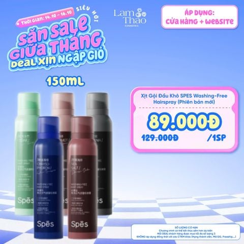  [DEAL SỐC 14.10 - 16.10 MUA 150ML BẢN MỚI] Xịt Gội Đầu Khô SPES Washing-Free Hairspray 