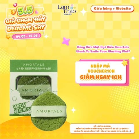  [DEAL SỐC 04.05 - 07.05] Bông Rửa Mặt Bọt Biển Amortals Wash To Smile Face Washing Pluff 