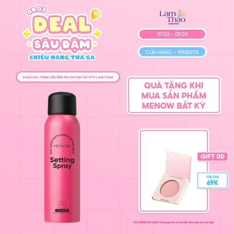  [DEAL SỐC 07.03 - 09.03 MUA SP MENOW BẤT KỲ TẶNG 01 MÁ HỒNG MENOW] Xịt Khóa Nền Menow Soft Gayze Matte Makeup Setting Spray 