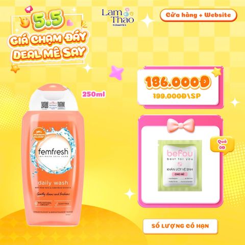  [MUA SIZE 250ML TẶNG KHĂN LVK BEFOU BỊCH 10 MIẾNG] Dung Dịch Vệ Sinh Phụ Nữ Cao Cấp Femfresh Daily Intimate Wash 
