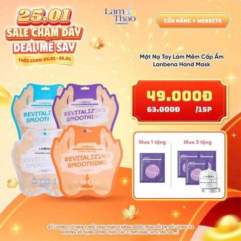 [DEAL SỐC 24.01 - 26.01] [MUA 01 TẶNG 01 MẶT NẠ MẮT] [MUA 03 TẶNG 03 MẶT NẠ MẮT + MẶT NẠ ĐẤT SÉT LANBENA 100G] Mặt Nạ Tay Làm Mềm Cấp Ẩm Lanbena Hand Mask 