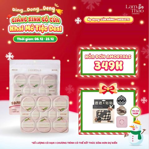  [DEAL SỐC 6.12 - 25.12 MUA HOÁ ĐƠN AMORTALS 349K TẶNG BÔNG MÚT TWIN STAR POWDER PUFF SET]  [DUY NHẤT CH TẶNG CỌ PHỦ PHẤN HOẶC CỌ KHE KHUYẾT ĐIỂM AMORTALS] Set 8 Bông Mút Đào Tự Xé Amortals Picking Puff Hydro Edition Botanic Farm Series Peach 