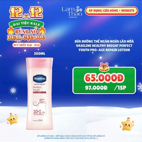  [DEAL SỐC 11.12 - 15.12] Sữa Dưỡng Thể Ngăn Ngừa Lão Hoá Vaseline Healthy Bright Perfect Youth Pro-Age Repair Lotion 