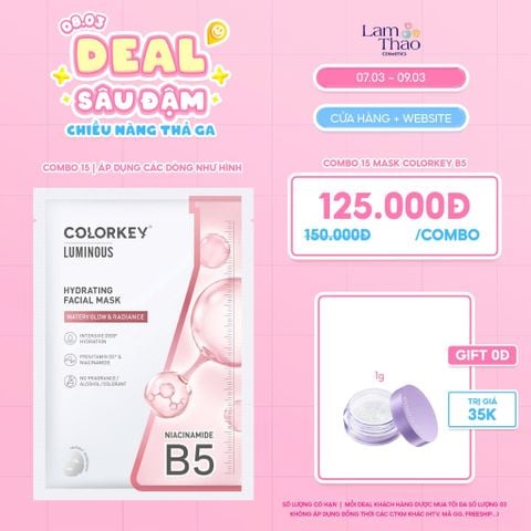  [DEAL SỐC 07.03 - 09.03 MUA COMBO 15 MASK TẶNG PHẤN PHỦ COLORKEY 1G] Mặt Nạ Dưỡng Ẩm Colorkey Hydrating Facial Mask 