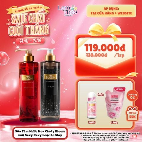  [DEAL 24/7 - 27/7 MUA MÙI SO SLAY HOẶC SEXY REXY TẶNG 1 SỮA TẮM CINDY BLOOM DẠNG TÚI 250G hoặc LĂN KHỬ MÙI 20ML] Sữa Tắm Nước Hoa Cindy Bloom 