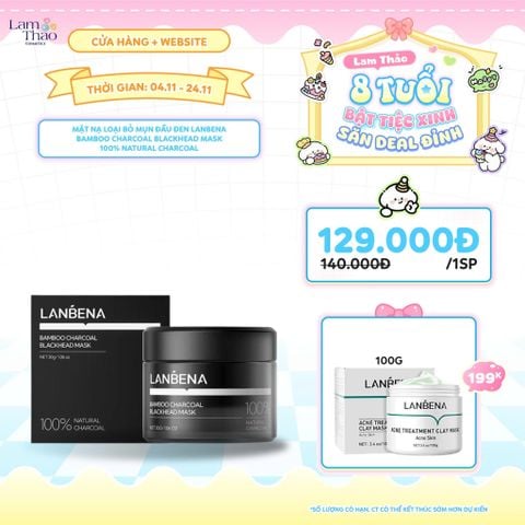 [DEAL SỐC 4.11 - 24.11 TẶNG MẶT NẠ ĐẤT SÉT 100g] Mặt Nạ Loại Bỏ Mụn Đầu Đen Lanbena BamBoo Charcoal Blackhead Mask 100% Natural Charcoal 