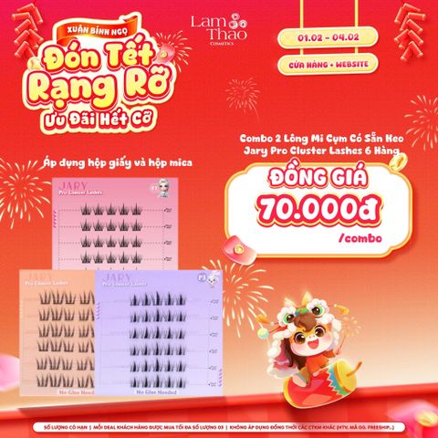  [DEAL SỐC 01.02 - 04.02 COMBO 02 HỘP] Lông Mi Cụm Có Sẵn Keo Jary Pro Cluster Lashes 6 Hàng (Hộp Mica) 
