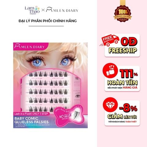  Mi Tự Dính Pha Lê Đen Mlen Diary Glueless Falsies 