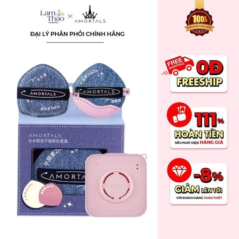  [DEAL SỐC 6.12 - 25.12 MUA HOÁ ĐƠN AMORTALS 349K TẶNG BÔNG MÚT TWIN STAR POWDER PUFF SET]  Bông Mút Amortals Twin Star Jean Powder Puff Set 