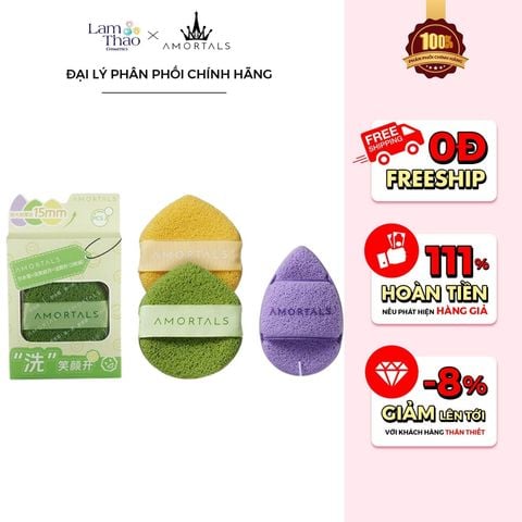  [DEAL SỐC 6.12 - 25.12 MUA HOÁ ĐƠN AMORTALS 349K TẶNG BÔNG MÚT TWIN STAR POWDER PUFF SET] Bông Rửa Mặt Bọt Biển Amortals Wash To Smile Face Washing Puff 