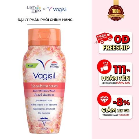  Dung Dịch Vệ Sinh Vagisil Scentsitive Scents Daily Intimate Wash With Peach Blossom 