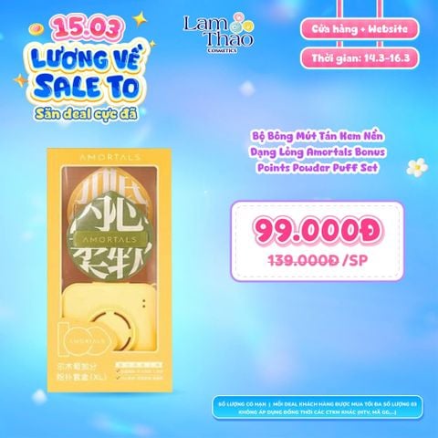  [DEAL SỐC 14.03 - 16.03] Bộ Bông Mút Tán Kem Nền Dạng Lỏng Amortals Bonus Points Powder Puff Set 