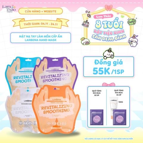  [DEAL SỐC 4.11 - 24.11 MUA 02 TẶNG MẶT NẠ MẮT REJUVENATING RETINOL - MUA 04 TẶNG MẶT NẠ MẮT + SRM LANBENA 100g] Mặt Nạ Tay Làm Mềm Cấp Ẩm Lanbena Hand Mask 