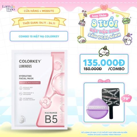  [DEAL SỐC 4.11 - 24.11 COMBO 15 MASK TẶNG BÔNG MÚT NỀN + GƯƠNG COLORKEY] Mặt Nạ Dưỡng Ẩm Colorkey Hydrating Facial Mask 