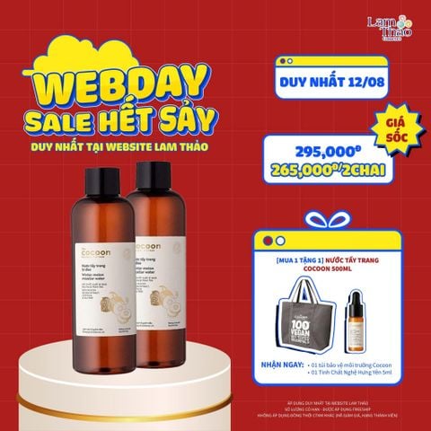  [DEAL WEB: DUY NHẤT 12/8 MUA COMBO 1+1 TẨY TRANG BÍ 500ML TẶNG 1 TÚI BẢO VỆ MÔI TRƯỜNG + 1 TINH CHẤT NGHỆ HƯNG YÊN 5ML] Combo 1 Tặng 1 Cocoon 
