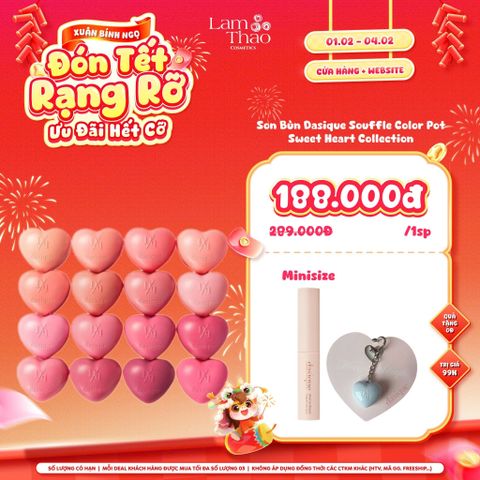  [DEAL SỐC 01.02 - 04.02 TẶNG MASCARA MINI + KEYRING DASIQUE] Son Bùn Dasique Souffle Color Pot Sweet Heart Collection 