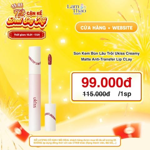  [DEAL SỐC 15.01 - 17.01] Son Kem Bùn Lâu Trôi Ukiss Creamy Matte Anti-Transfer Lip CLay 
