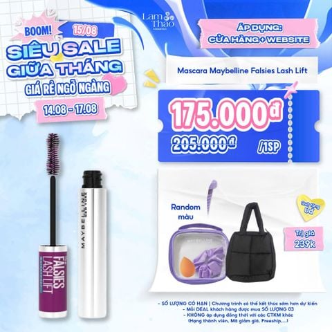 [DEAL 14/8 - 17/8 TẶNG 1 LY NƯỚC MAYBELLINE TÍM + BOX QUÀ MAYBELLINE 3 MÓN + TÚI CHĂN BÔNG MAYBELLINE] Mascara Làm Dài Và Dày Mi Tức Thì Maybelline Falsies Lash Lift 
