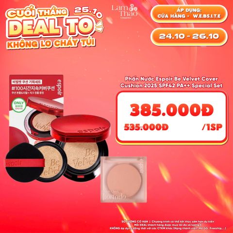  [DEAL SỐC 24.10 - 26.10] Phấn Nước Espoir Be Velvet Cover Cushion 2025 SPF42 PA++ Special Set 