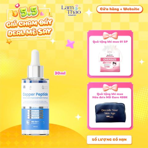  [TẶNG BTT BEFOU OVERSIZE 50 MIẾNG] [HĐ MD CARE 499K TẶNG 01 TÚI DA] Tinh Chất Hỗ Trợ Chống Lão Hoá, Cung Cấp Collagen MD Care Copper Peptide Serum Advanced Improvement Formula 