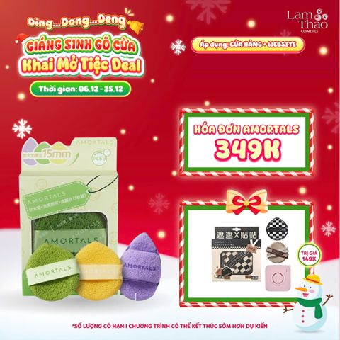  [DEAL SỐC 6.12 - 25.12 MUA HOÁ ĐƠN AMORTALS 349K TẶNG BÔNG MÚT TWIN STAR POWDER PUFF SET] Bông Rửa Mặt Bọt Biển Amortals Wash To Smile Face Washing Puff 