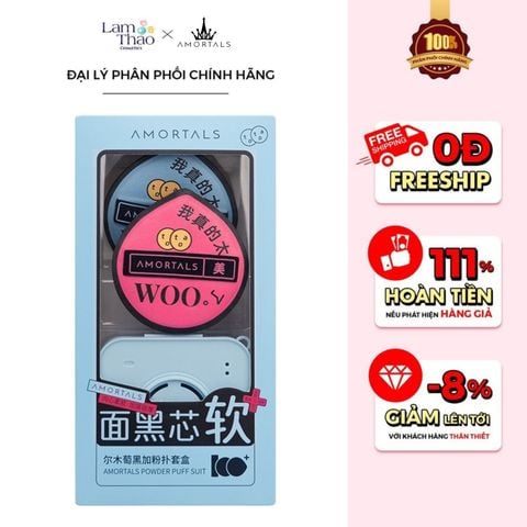  [DEAL 12/7 - 15/7 GIÁ SỐC]  Bộ Bông Mút Tán Kem Nền Dạng Lỏng Amortals Bonus Points Powder Puff Set 