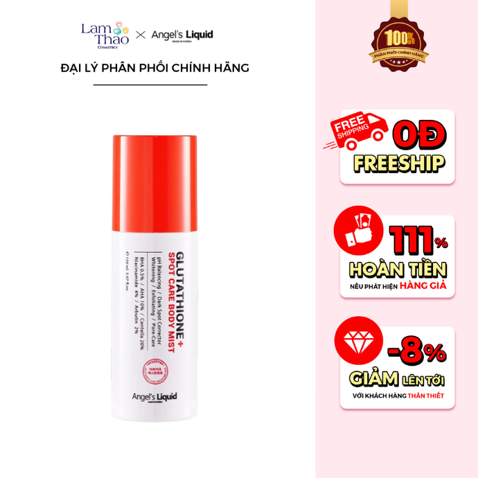 xịt mụn lưng glutathione Giảm Và Sáng Da Cơ Thể Angel's Liquid Glutathione+ Spot C – Lam Thảo Cosmetics Collagen and Glutathione Glutathione Injections | Scottsdale Count:100 ct Box