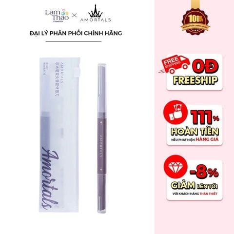  [DEAL SỐC 6.12 - 25.12 MUA HOÁ ĐƠN AMORTALS 349K TẶNG BÔNG MÚT TWIN STAR POWDER PUFF SET]  Dao Cạo Lông Mày 2 Đầu Amortals Double Head Eyebrow Trimmer 