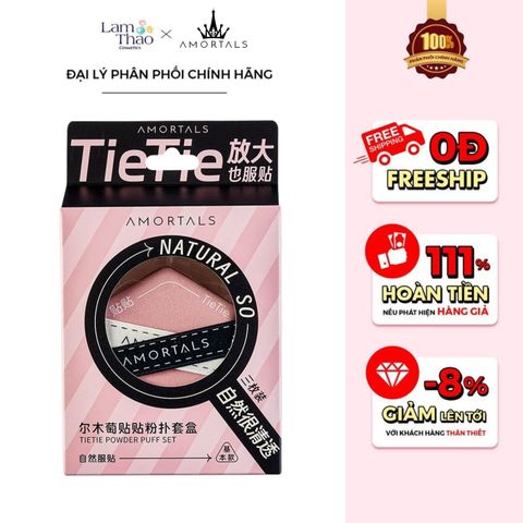  [DEAL SỐC 6.12 - 25.12 MUA HOÁ ĐƠN AMORTALS 349K TẶNG BÔNG MÚT TWIN STAR POWDER PUFF SET]  Bông Mút Tán Nền Amortals Tie Tie Powder Puff Set 